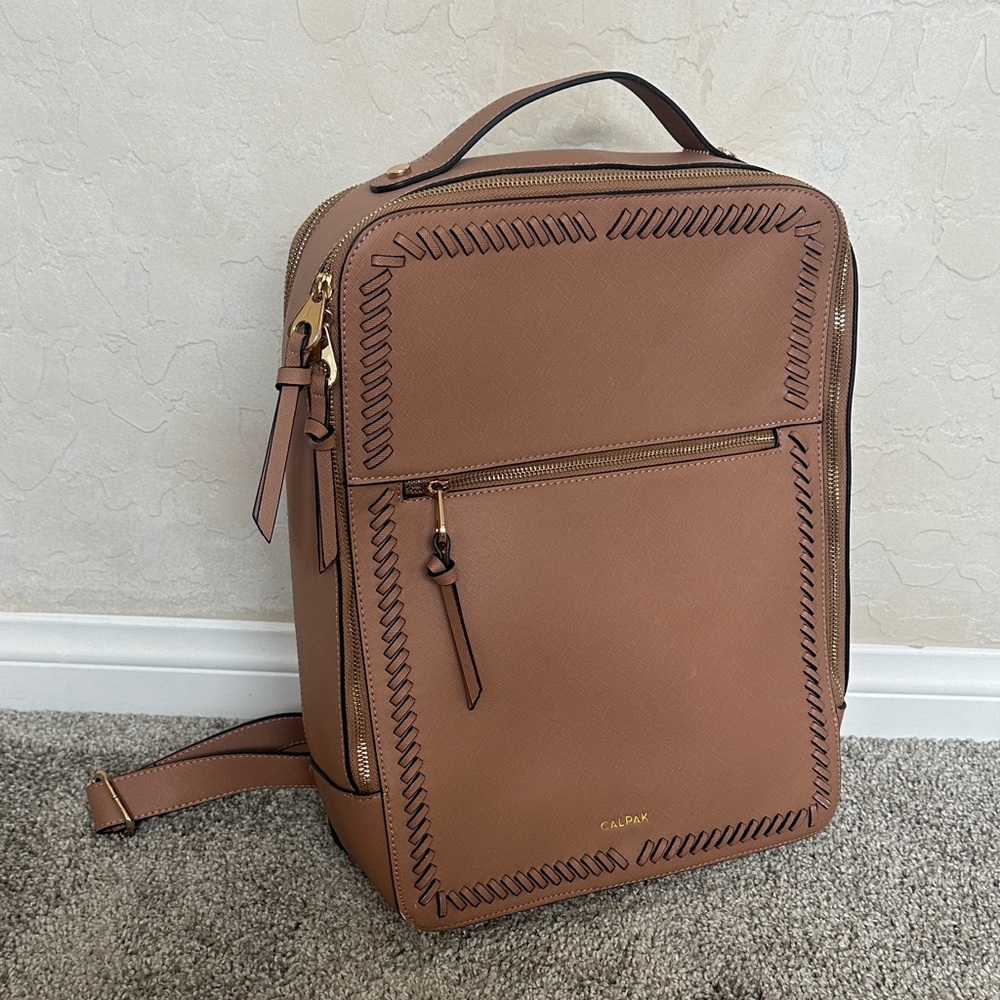 Calpak Brown Backpack with Stitch Detailing